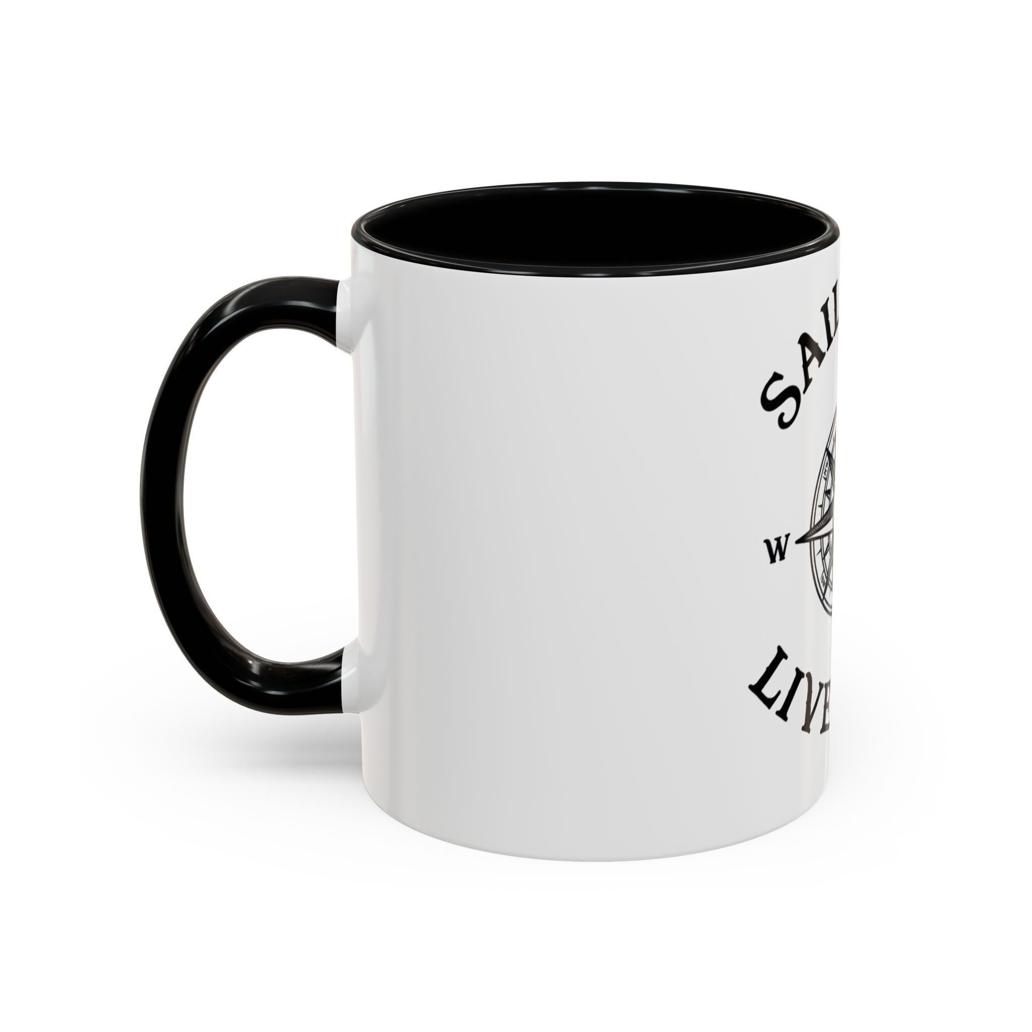 Coffee Mug — “Sail Fast Live Slow” Nautical Compass Bitcoin Accent Mug